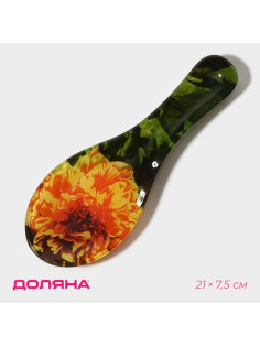 Подставка под ложку Доляна «Хризантема», 21×7.5×1.4 см, стекло, разноцветная