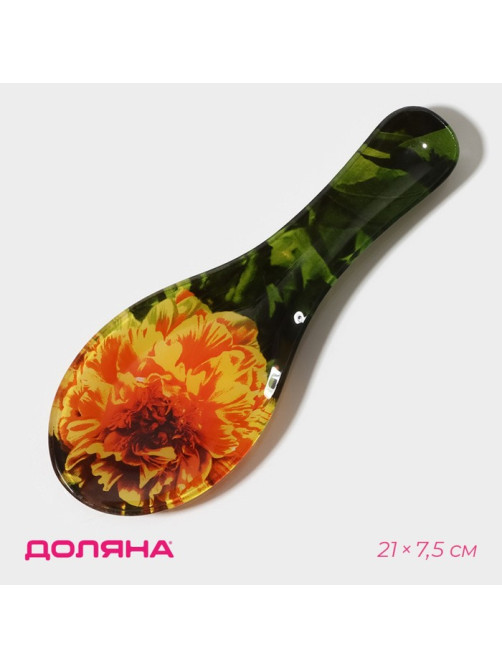 Подставка под ложку Доляна «Хризантема», 21×7.5×1.4 см, стекло, разноцветная