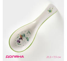 Подставка под ложку Доляна «Зелёный сад», 21.5×7.5 см, фарфор