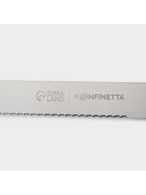 Нож для бисквита крупные зубцы KONFINETTA, длина лезвия 35 см, деревянная ручка