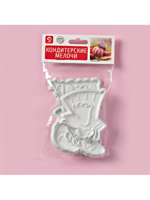 Плунжеры кондитерские Доляна «Новый год», набор 3 шт., пластик, белые