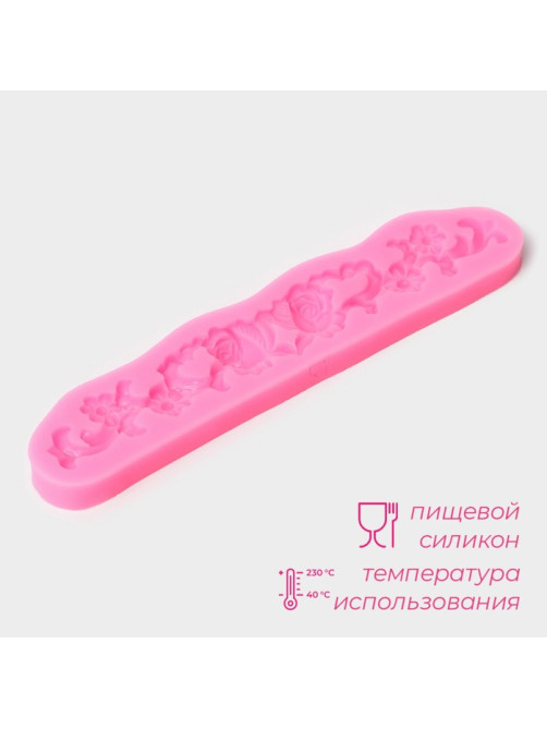 Молд для заливки Доляна «Цветочная композиция», силикон, 16.7×3.5×1 см, розовый
