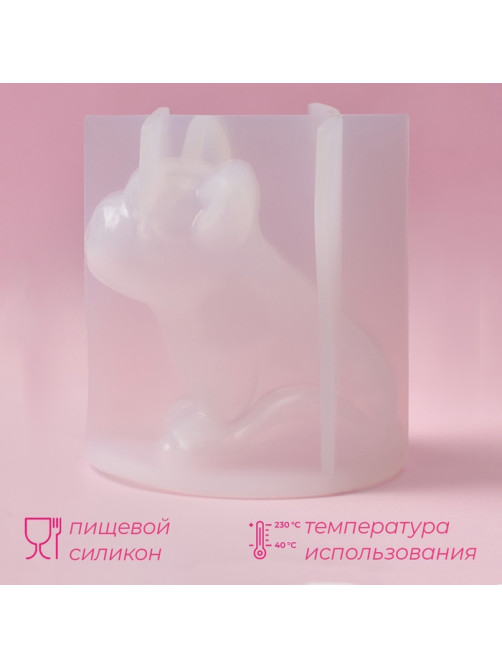Молд для заливки 3D Доляна «Бульдог», силикон, 8×6×7 см, прозрачный
