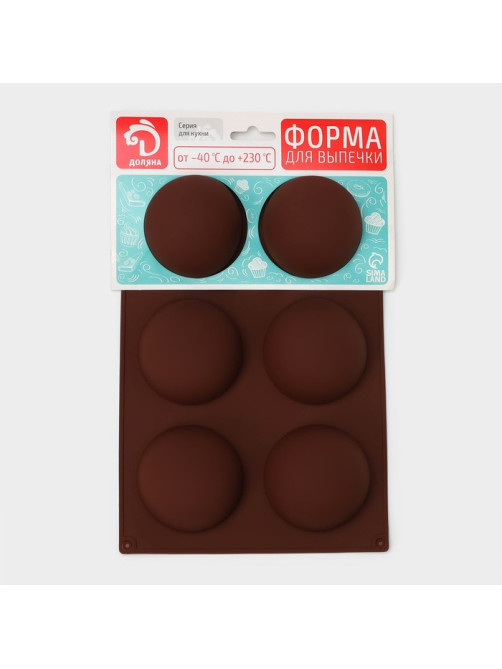 Форма для выпечки Доляна «Фигуры. Полусфера», силикон, 27×18×3.5 см, 6 ячеек (7×7×3.5 см), МИКС