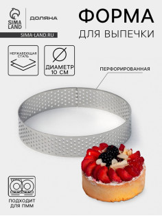 Форма для выпечки тарта Доляна «Круг», d=10 см, перфорированная, серебристая