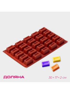 Форма для выпечки Доляна «Сладости.Батончик», силикон, 30×17×2 см (4×2.3×2 см), 25 ячеек, коричневая