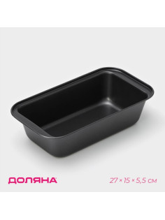 Форма для выпечки Доляна «Жаклин. Хлеб», 27.5×15×7 см, антипригарное покрытие, углеродистая сталь, чёрная
