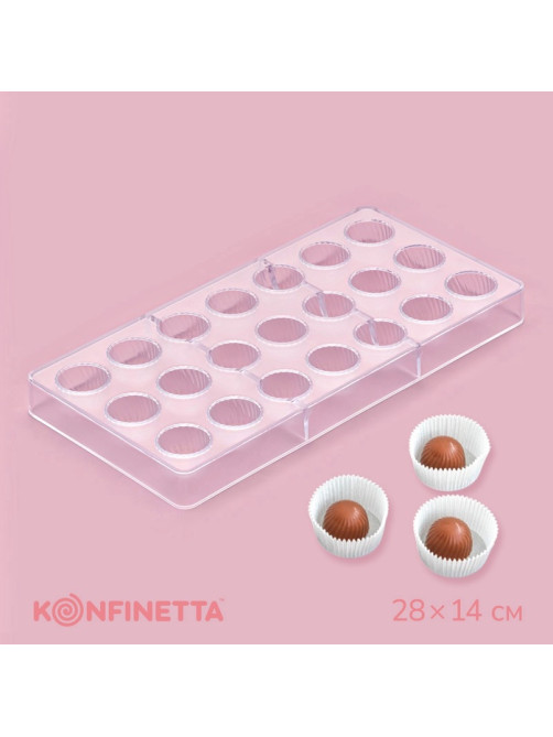 Форма для конфет шоколада KONFINETTA «Комильфо», 28×14 см, 21 ячейка, пластик, прозрачная