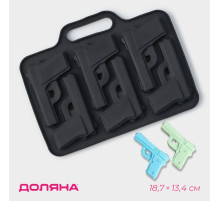 Форма для шоколада Доляна «Пистолет», силикон, 18.7×13.4 см, 6 ячеек (7.5×5.1 см), тёмно-серая