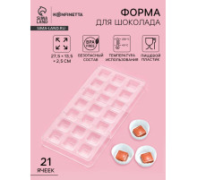Форма для конфет и шоколада KONFINETTA «Тоффи. Квадрат», 27.5×13.5×2.5 см, 21 ячейка 2.5×1.5 см, пластик, прозрачная