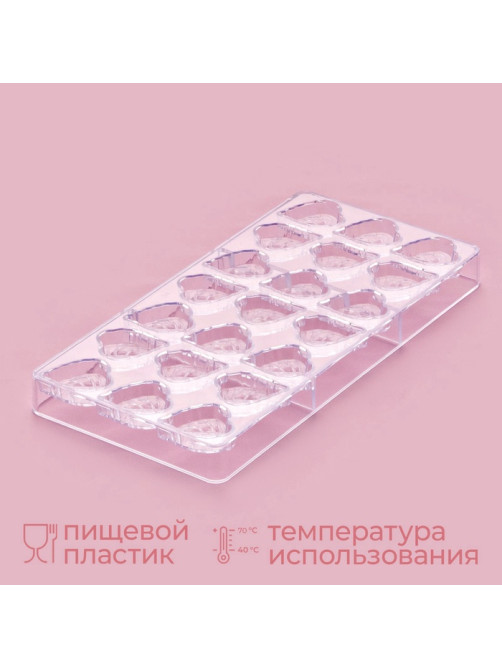 Форма для конфет и шоколада KONFINETTA «Листочки», 27.5×13.5×2.5 см, 21 ячейка 4×3×0.8 см, пластик, прозрачная