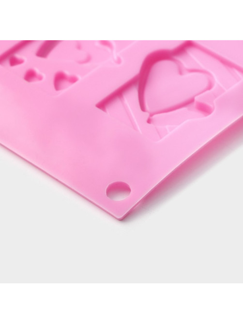 Форма для конфет и шоколада Доляна «Любовь», силикон, 28.7×17.4 см, 16 ячеек (4.7×3.8 см), МИКС