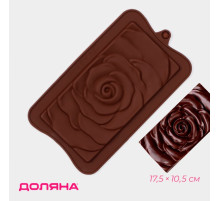 Форма для шоколада Доляна «Роза», силикон, 17.5×10.5×1 см, коричневая