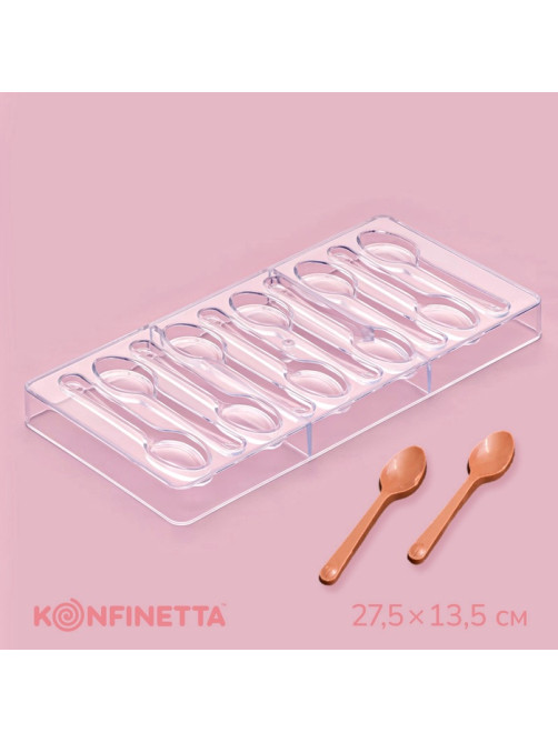 Форма для шоколада KONFINETTA «Ложки», 27.5×13.5 см, 10 ячеек 11.5×2.7 см, пластик, прозрачная