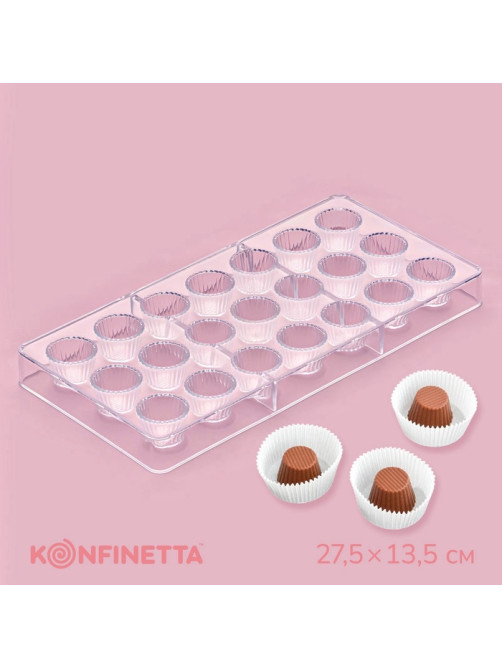 Форма для конфет и шоколада KONFINETTA «Конфетти», пластик, 27.5×13.5 см, 21 ячейка, прозрачная