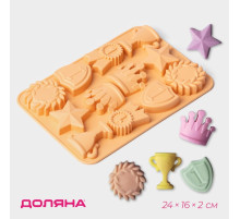 Форма для шоколада Доляна «Чемпион», силикон, 12 ячеек, 24×16×2 см, персиковая