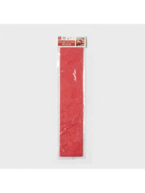 Коврик для айсинга Доляна «Пироженки», силикон, 37.5×8×0.1 см, красный