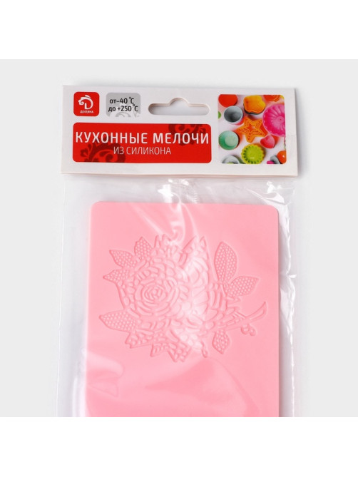 Коврик для айсинга Доляна «Розы», силикон, 37.5×8×0.1 см, розовый