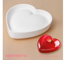 Форма для выпечки и муссовых десертов KONFINETTA «Сердце», силикон, 26×26×6 см, белая