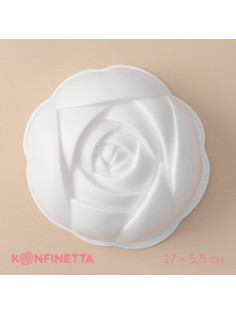 Форма для муссовых десертов и выпечки KONFINETTA «Роза», 17×5.5 см, белая