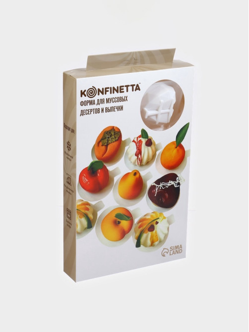Форма для муссовых десертов и выпечки KONFINETTA «Сердце», силикон, 29×17×2 см, 8 ячеек, белая