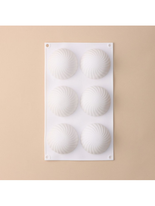 Форма для муссовых десертов и выпечки KONFINETTA «Купол», силикон, 30×17.5×4 см, 6 ячеек (d=7.5 см), белая