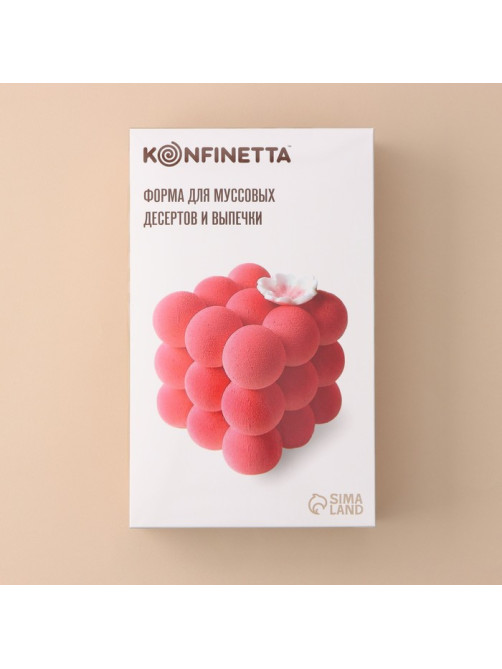 Форма для муссовых десертов и выпечки KONFINETTA «Рафаэль», силикон, 29.7×17.5×5.7 см, 6 ячеек (6.2×6.2 см), белая
