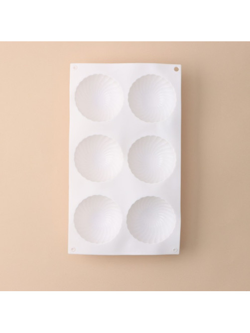Форма для муссовых десертов и выпечки KONFINETTA «Купол», силикон, 30×17.5×4 см, 6 ячеек (d=7.5 см), белая