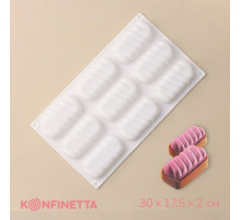 Форма для муссовых десертов и выпечки KONFINETTA «Корде», 30×17.5×2 см, 9 ячеек (9×4.5 см), силикон, белая