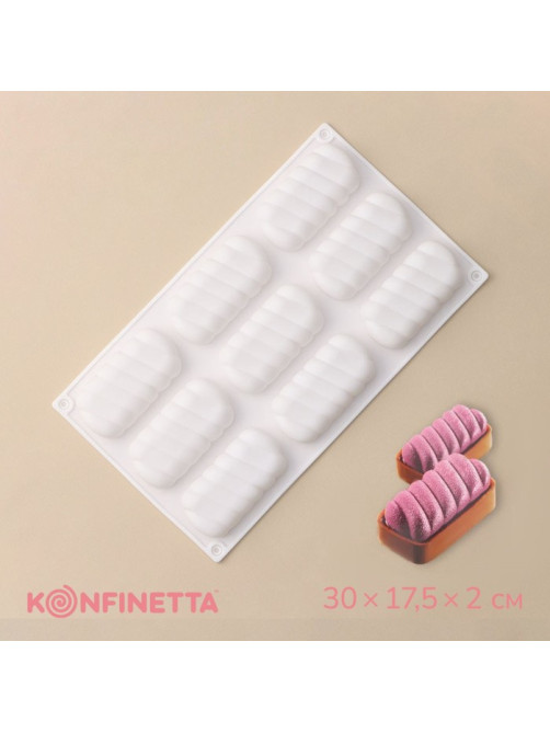 Форма для муссовых десертов и выпечки KONFINETTA «Корде», 30×17.5×2 см, 9 ячеек (9×4.5 см), силикон, белая