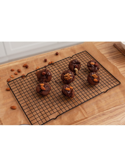 Решётка для глазирования и остывания кондитерских изделий KONFINETTA, 40×25×1.5 см, чёрная