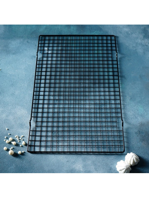 Решётка для глазирования и остывания кондитерских изделий KONFINETTA, 40×25×1.5 см, чёрная