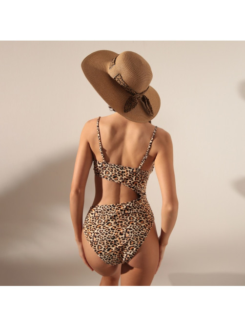 Шляпа женская MINAKU Leopard с лентой, бежевая, размер 56-58
