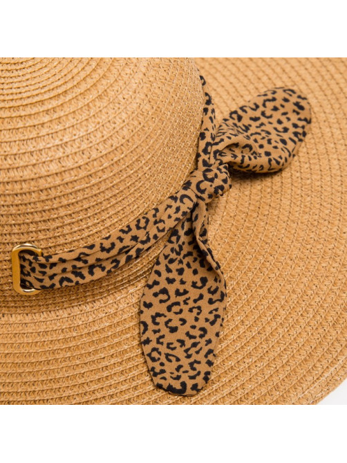 Шляпа женская MINAKU Leopard с лентой, бежевая, размер 56-58