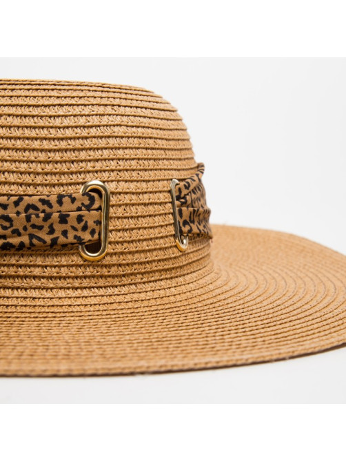 Шляпа женская MINAKU Leopard с лентой, бежевая, размер 56-58