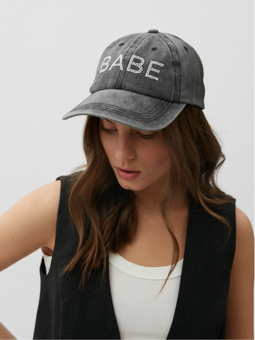 Кепка женская со стразами MIST Babe, чёрная, размер 56-58