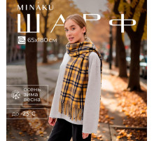 Шарф зимний с кистями MINAKU, размер 65×180 + 8 см, принт клетка