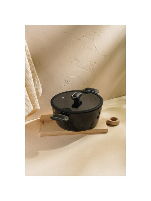 Кастрюля SL Home, 4 л, d=24 см, h=10.5 см, с крышкой, антипригарное покрытие, индукция, алюминий, чёрная