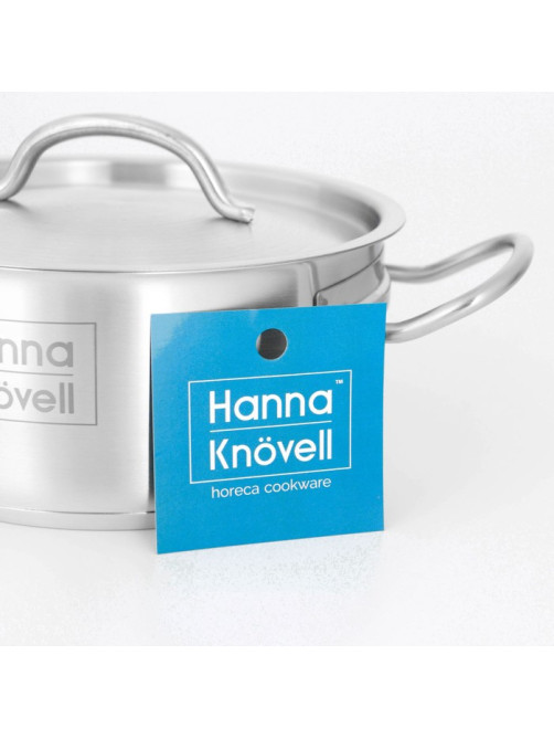 Кастрюля Hanna Knövell, 2 л, d=18 см, h=8 см, толщина стенки 0.6 мм, с крышкой, капсульное дно, индукция, нержавеющая сталь, хромированная