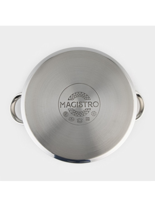 Кастрюля Magistro Grande, 5.5 л, d=21.5 см, с крышкой, капсульное дно, индукция, нержавеющая сталь, хромированная