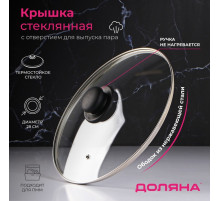 Крышка для сковороды и кастрюли Доляна, d=28 см, нержавеющий обод, пластиковая ручка, стекло, прозрачная