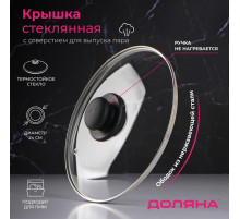 Крышка для сковороды и кастрюли Доляна, d=24 см, нержавеющий обод, пластиковая ручка, стекло, прозрачная