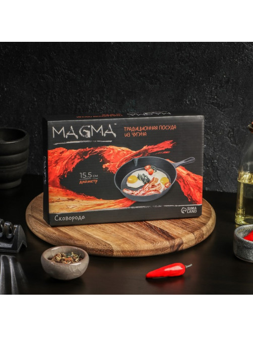 Сковорода Magma «Вилфред», 15.5×3 см, с 2 сливами, индукция, чугун, чёрная
