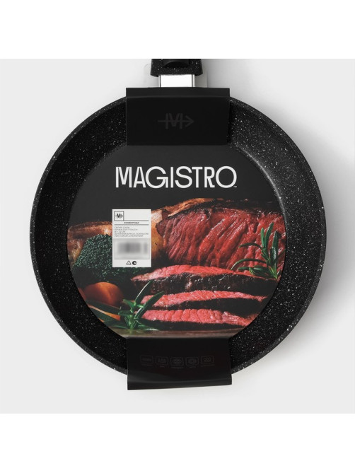Сковорода Magistro Dark, d=22 см, h=4.5 см, съёмная ручка софт тач, антипригарное покрытие, индукция, кованый алюминий, чёрная