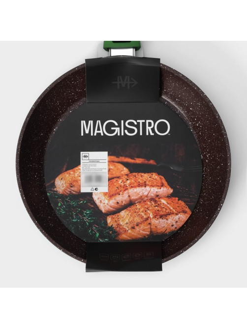 Сковорода Magistro Avocado, d=22 см, съёмная ручка софт тач, антипригарное покрытие, индукция, кованый алюминий, зелёная