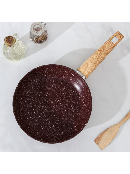 Сковорода Magistro Natural. Brown, d=24 см, h=4.5 см, ручка софт тач, антипригарное покрытие, индукция, кованый алюминий, коричневая