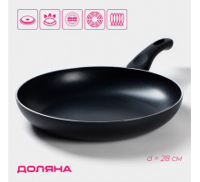 Сковорода Доляна Basic, d=28 см, h=4.5 см, антипригарное покрытие, индукция, алюминий, чёрная