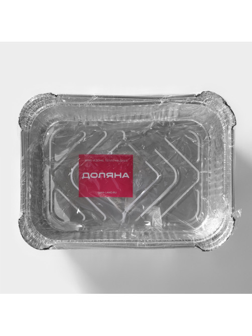 Формы для выпечки и запекания Доляна, набор 2 шт., 2 л, 25.7×19×6.5 см, фольга, серебристые