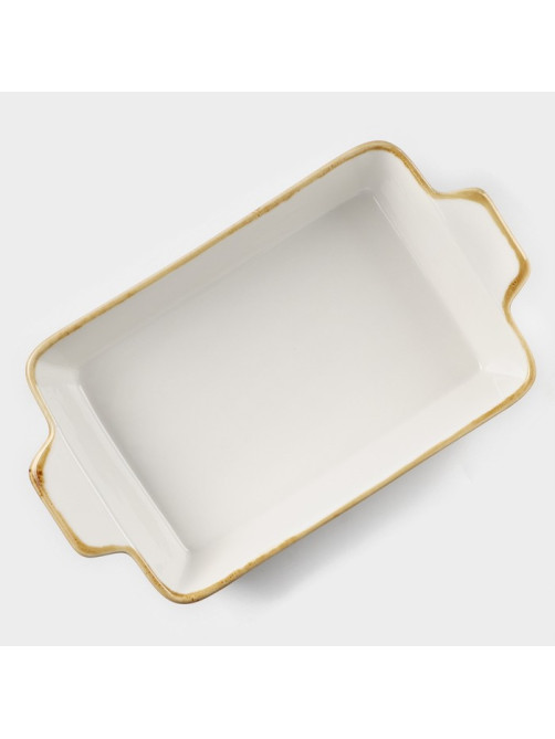Форма для запекания из фарфора Доляна Organic Gold, 700 мл, 23.5×13×4.5 см, белая