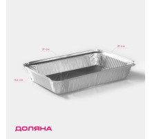 Форма для выпечки и запекания Доляна, 2.235 л, 31×21×5.5 см, 2 шт., фольга, серебристая